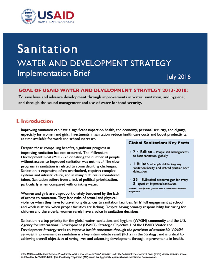 Sanitation Implementation Brief