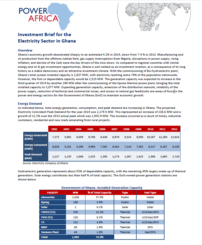 Power Africa Investment Guide: Ghana