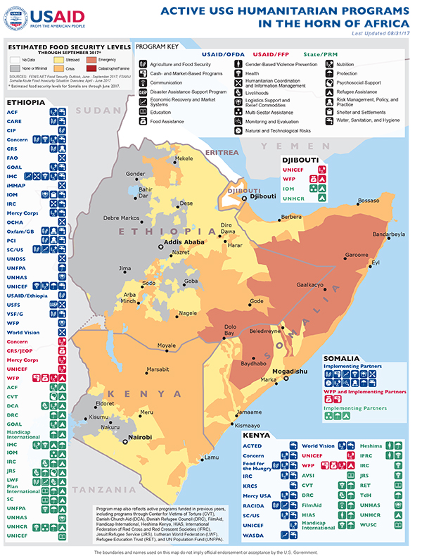 Horn of Africa Map - 08-31-2017