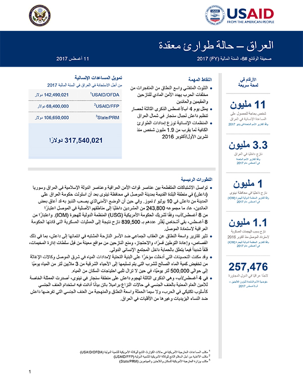 Iraq Arabic USG Iraq Complex Emergency Fact Sheet #6 - 09-29-2017