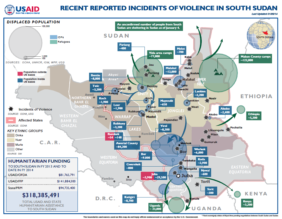 South Sudan Crisis Map February 25, 2014