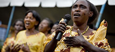 A woman speaks at an event