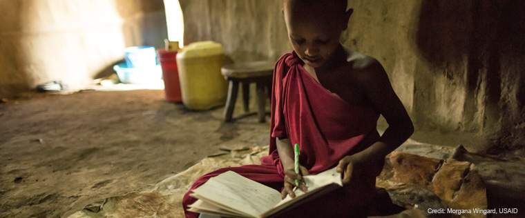 Child reading book