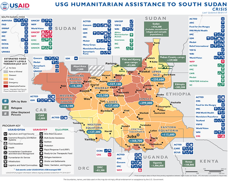 South Sudan Map - 09-01-2017