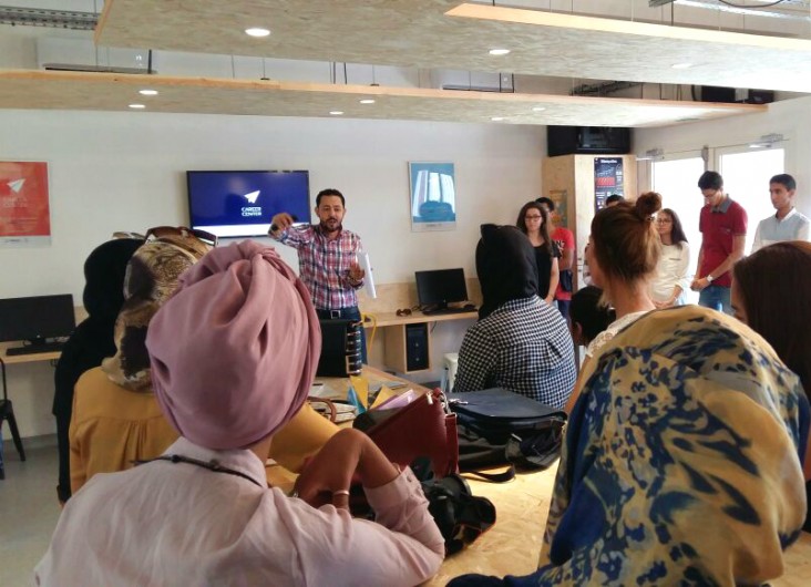 Adolescent girls participate in a career pathways workshop at the USAID Career Center in Marrakech