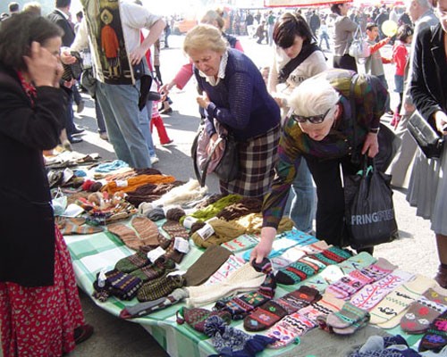 Georgians shop for traditional handicrafts at a festival in Tbilisi.