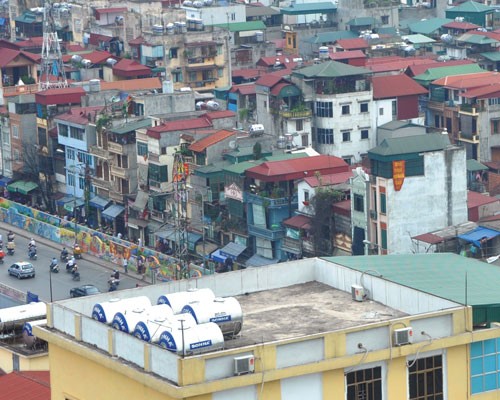 Water tanks by Sonha and other producers dot Hanoi’s cityscape.  