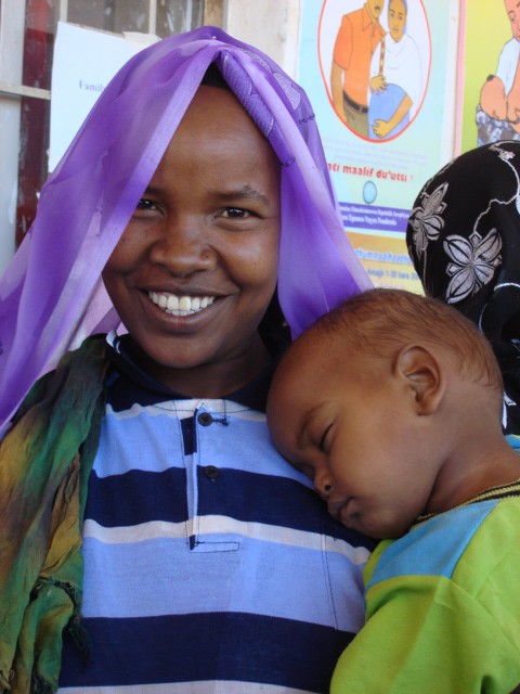 Mother and child at health post