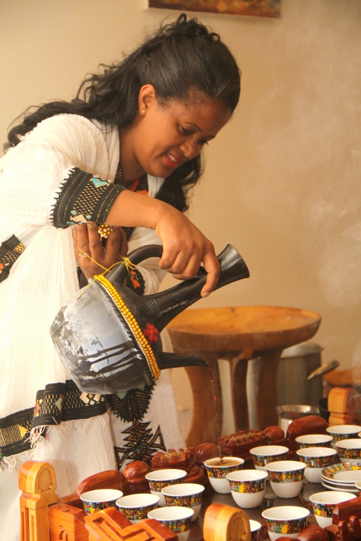 A traditional coffee ceremony in Ethiopia