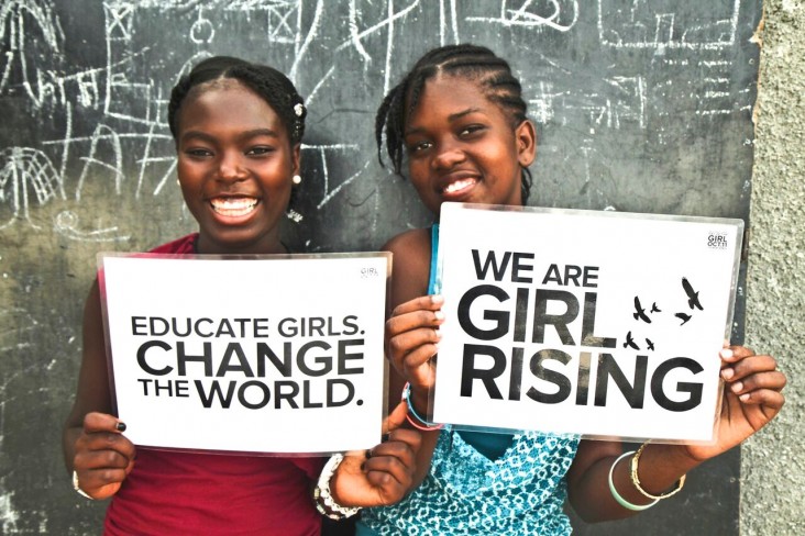 Girls attend a screening celebration for International Day of the Girl, 2013.