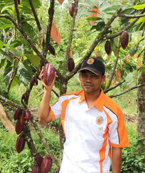 A farmer with his cacao fruit