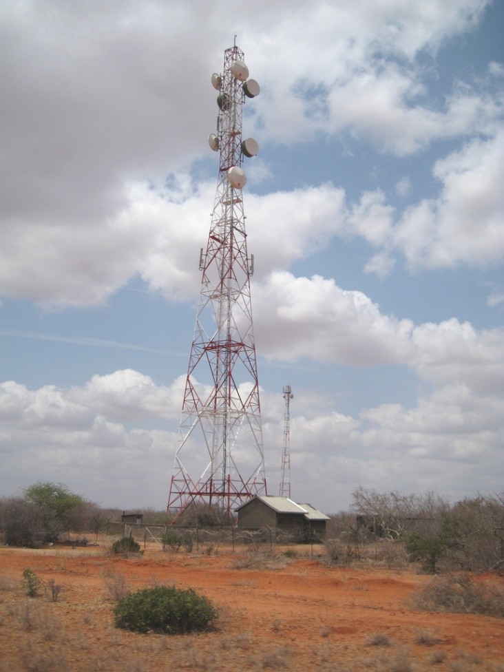 A view of Orange’s tower, Dadaab. Orange is a local Kenyan telecommunications provider.