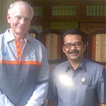 USAID Global Water Coordinator Chris Holmes with Mr. Zainul Arfin, president and director of the City of Batu Water Utility 