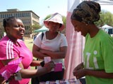 Demonstrating a female condom