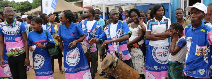 A crowd of people celebrate World TB Day 2016