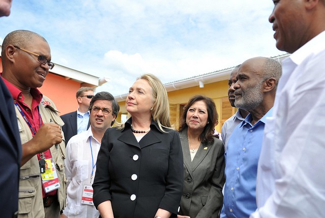 Secretary of State Hillary Clinton and others inaugurate Caracol Industrial Park and visit USAID-funded power plant and housing 