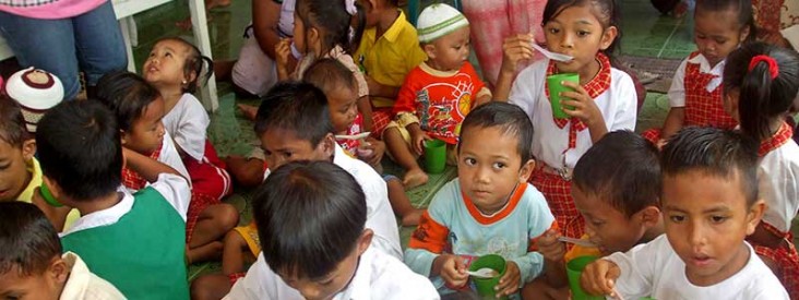 A photo of a crowd of children