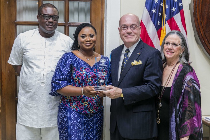 Amb Jackson and his wife Babs, with Mrs Charlotte Osei and her husband