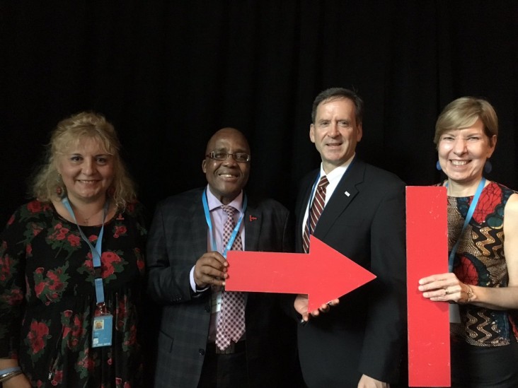 (L to R) Stop TB Partnership Executive Director Dr. Lucica Ditiu, Minister of Health of South Africa Aaron Motsoaledi, USAID Administrator Mark Green, and Executive Director of RESULTS/RESULTS Educational Fund (REF) Dr. Joanne Carter