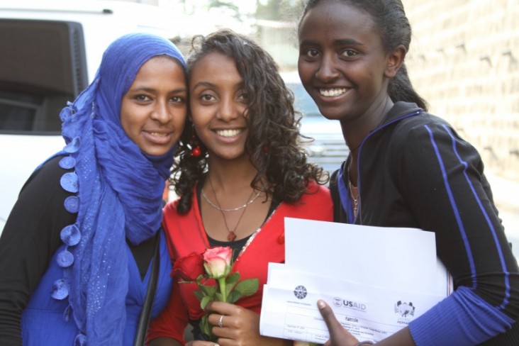 Three of the students who successfully completed the first stage of the University Preparation Camp.