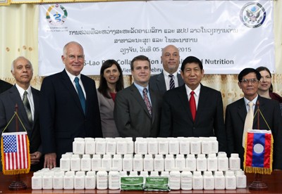 Senior Lao and U.S. officials announce U.S.-Lao cooperation in health and nutrition.