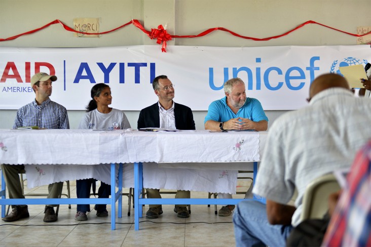 Chargé D'Affaires Brian Shukan joins UNICEF partner in Les Cayes