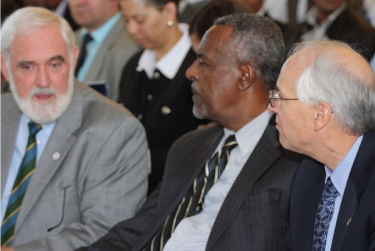 R-L: U.S. Ambassador Donald Booth, Purdue University Professor Gebisa Ejeta and USAID Mission Director Staal