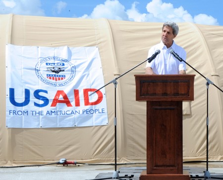 U.S. Secretary of State John Kerry announces $25 million in fresh U.S. recovery aid for the victims of Typhoon Haiyan.