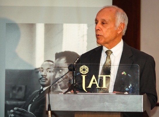 Photo of Chargé d’Affaires and USAID Mission Director, Dr. Michael Yates, delivers remarks and introduces Martin Luther King