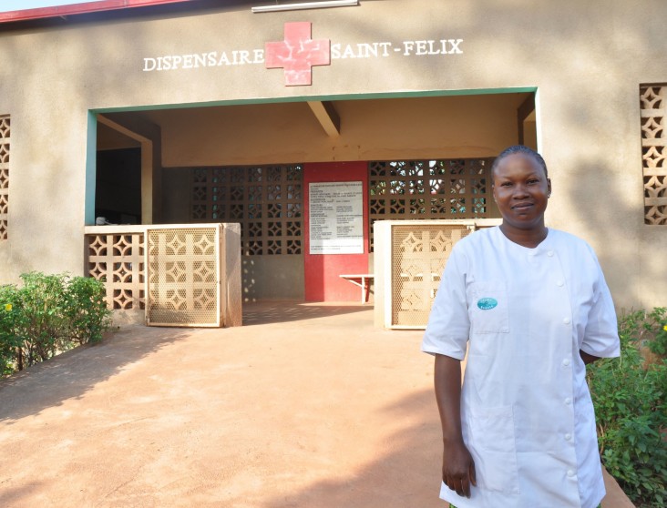 Nurse Veronique Diawara in front of Health Center in Kita, a region of Kayes, Mali.