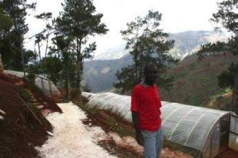 Michel Dorlean is the president of a flower growers’ association in Furcy, Haiti, that is using efficient drip-irrigation greenh