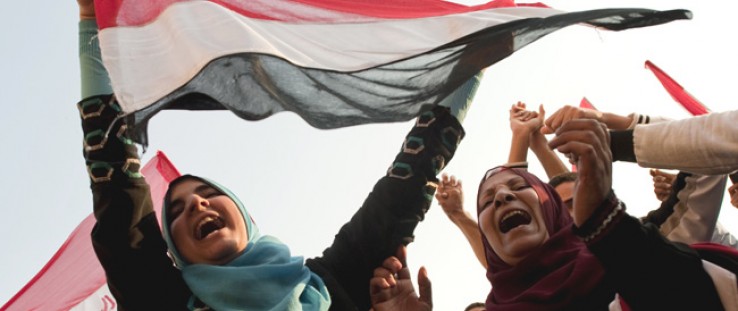 Egyptians celebrate at Cairo’s Tahrir Square, the epicenter of the popular revolt that drove President Hosni Mubarak from power 