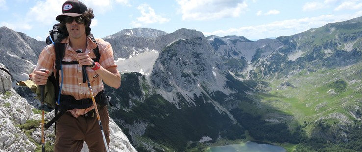 Alex Crevar stands in front of Trnovačko Lake in Montenegro near the Bosnia and Herzegovina border.