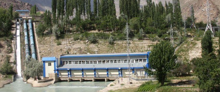 Newly constructed power transmission lines in Khorugh, Tajikistan