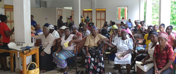 Patients and family members wait for care at St. Boniface Hospital, which treats almost 100,000 patients annually.