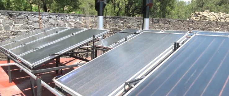 Solar water heater panels at the La Villa Pediatric Hospital