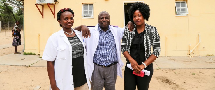 Left to right: Veronika Shivute, Rightwell Zulu and Felistas Shindimba work together to improve early HIV diagnosis for infants.