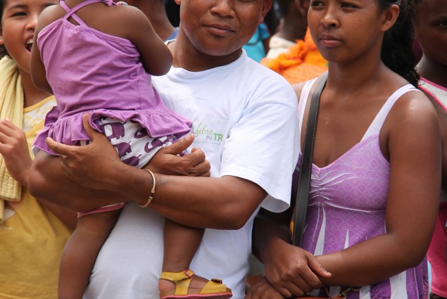 Mother, father and child attended the event