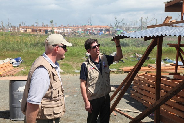 DAA Greg Beck with OFDA's Ben Hemingway assessing reconstruction efforts