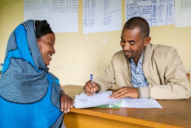 Tamene Lemma is a government development agent who helps farmers improve their methods of crop and livestock production. Over the past five years he has also worked closely with households, like Bessa Geletoo's, to help them develop the business plans they need to access micro-finance loans.