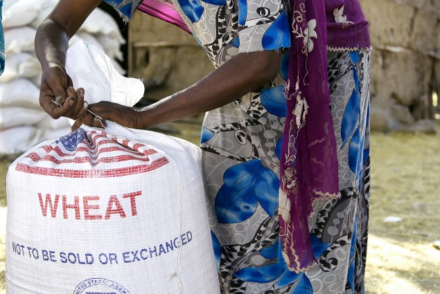 Wheat provided by the American people will help this woman's family during these lean times.