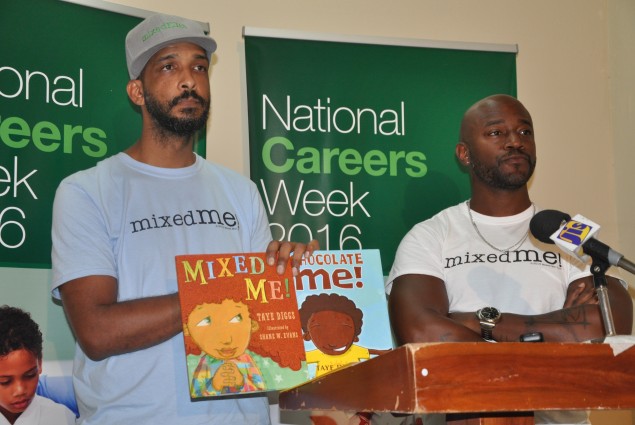 Actor and Author Taye Diggs visits the USAID Jamaica funded Biztown to launch his books, Mixed me and Chocolate Me.