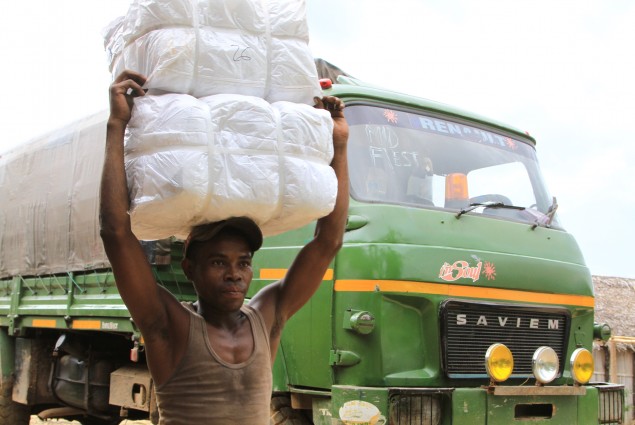 bednet bales are stored at local warehouse in Vavatenina