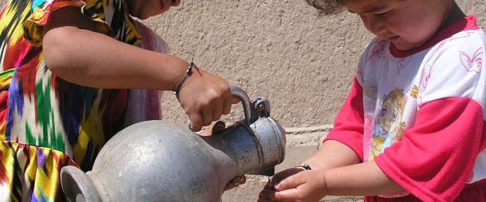 Children learn how to properly wash their hands