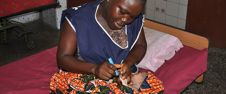 A Liberian volunteer health worker during the polio campaign 