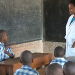 Pricille leading a lesson in her classroom.