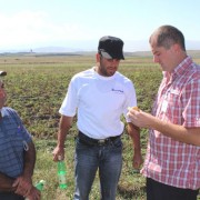 Potato farmers in the Samtskhe Javakheti region of Georgia discuss crop quality.