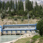 Newly constructed power transmission lines in Khorugh, Tajikistan