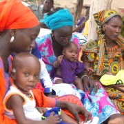 Women gather for a mother-to-mother meeting in the village of Doumga Rindiao, Senegal, September 2012.