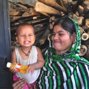 A mother with her toddler in Jospur village, northern Bangladesh.